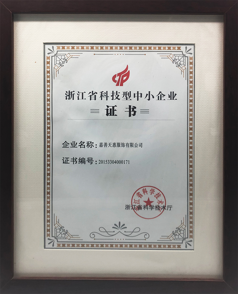 浙江科技型中小企業(yè)證書